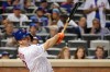 New York Mets' Pete Alonso keeps his eyes on his solo home run during the fourth inning of a baseball game against the Chicago Cubs Tuesday, Aug. 27, 2019, in New York. With the home run, Alonso broke the Mets' single season home run record. (AP Photo/Kathy Willens)