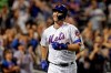 New York Mets' Pete Alonso reacts after hitting his 53rd home run of the season during the third inning of a baseball game against the Atlanta Braves, Saturday, Sept. 28, 2019, in New York. (AP Photo/Adam Hunger)