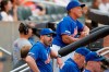 New York Mets manager Mickey Callaway, front left, looks from the dugout during a baseball game against the Atlanta Braves, Sunday, Sept. 29, 2019, in New York. (AP Photo/Kathy Willens)