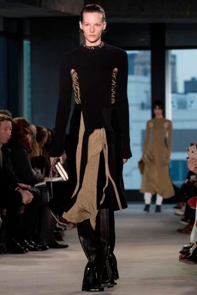 Fashion from the Proenza Schouler collection is modeled during New York Fashion Week, Monday, Feb. 11, 2019. (AP Photo/Mary Altaffer)