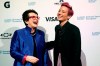 In this Wednesday, Oct. 16, 2019, photo tennis great and founder of the Women's Sports Foundation Billie Jean King, left, and soccer star Megan Rapinoe pose for photos on the red carpet of the Women's Sports Foundation's 40th annual Salute to Women in Sports in New York. Rapinoe, who was honored at the gala, won Sportswoman of the Year in the team category. She led the U.S. women's soccer team to victory at the World Cup in France and earned the FIFA Player of the Year award. (AP Photo/Mary Altaffer)