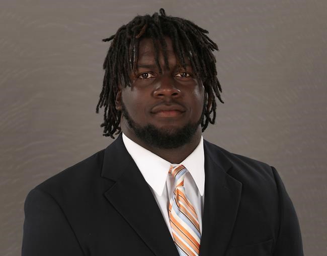 This July 26, 2016, photo provided by the University Athletic Association shows Florida football player Jachai Polite. Polite is a possible pick in the 2019 NFL Draft.(Tim Casey/UAA via AP)