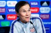 FILE - In this July 6, 2019 file photo United States coach Jill Ellis attends a news conference at the Stade de Lyon, outside Lyon, France. A person with knowledge of the situation says Ellis is stepping down after leading the team to back-to-back Women’s World Cup titles. The person spoke on the condition of anonymity Tuesday, July 30, 2019 because the resignation has not been officially announced. (AP Photo/Francois Mori, file)