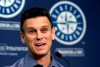File-This Oct. 3, 2017, file photo shows Seattle Mariners general manager Jerry Dipoto speaking with reporters during a baseball news conference in Seattle. Dipoto completed his morning routine Tuesday, feb. 26, 2019, then headed out for a jog. It was only 3 Â½ miles, a minuscule total for a lifetime runner like Dipoto who used to take weekly jogs of 10 to 12 miles. But it was the first time he had run more than mile without stopping since he was hospitalized during the baseball winter meetings in December with blood clots in his lungs. (AP Photo/Elaine Thompson, File)