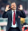 Milan's coach Marco Giampaolo reacts during the Italian Serie A soccer match between Torino FC and AC Milan at the Olimpico Grande Torino stadium in Turin, Italy, Thursday, Sept. 26 2019. (Alessandro Di Marco/ANSA via AP)