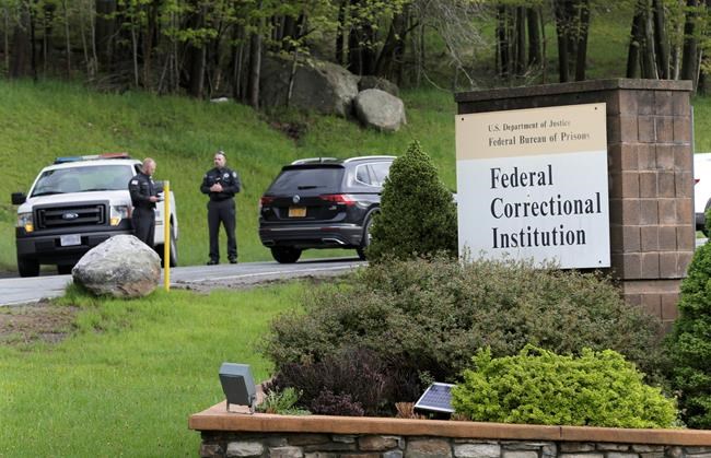 Security stand at the entrance to the Federal Correctional Institution in Otisville, N.Y., Monday, May 6, 2019. Michael Cohen is scheduled to report to the federal prison to begin serving a three-year sentence for campaign-finance violations, tax evasion, bank fraud, and lying to Congress. (AP Photo/Seth Wenig)