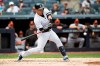 New York Yankees' Gary Sanchez hits a home run during the first inning of a baseball game against the Baltimore Orioles, Wednesday, Aug. 14, 2019, in New York. (AP Photo/Mary Altaffer)