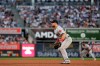 Boston Red Sox first baseman Michael Chavis waits for a pitch to New York Yankees' Gary Sanchez during the second inning of a baseball game, Friday, May 31, 2019, in New York. Chavis entered the game in the second inning after replacing starting first baseman first baseman Steve Pearce, who left the game with back spasms. (AP Photo/Julio Cortez)