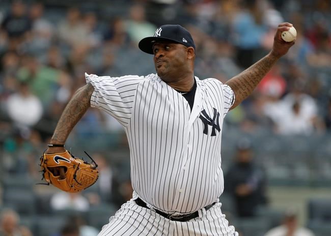 New York Yankees starting pitcher CC Sabathia throws during the first inning of a baseball game against the Tampa Bay Rays at Yankee Stadium, Wednesday, June 19, 2019, in New York. (AP Photo/Seth Wenig)