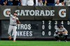 Houston Astros right fielder Josh Reddick, left, throws the ball to the infield as center fielder Jake Marisnick reacts after New York Yankees' Luke Voit reached on a fielding error by Marisnick during the fourth inning of a baseball game Saturday, June 22, 2019, in New York. (AP Photo/Frank Franklin II)