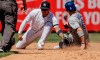 Toronto Blue Jays' Cavan Biggio, right, steals second base as New York Yankees second baseman Gleyber Torres waits for the ball during the sixth inning of a baseball game Saturday, July 13, 2019, in New York. (AP Photo/Frank Franklin II)