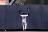 New York Yankees center fielder Aaron Hicks reacts as Colorado Rockies' Trevor Story hits a two-run double during the fourth inning of a baseball game at Yankee Stadium, Sunday, July 21, 2019, in New York. (AP Photo/Seth Wenig)