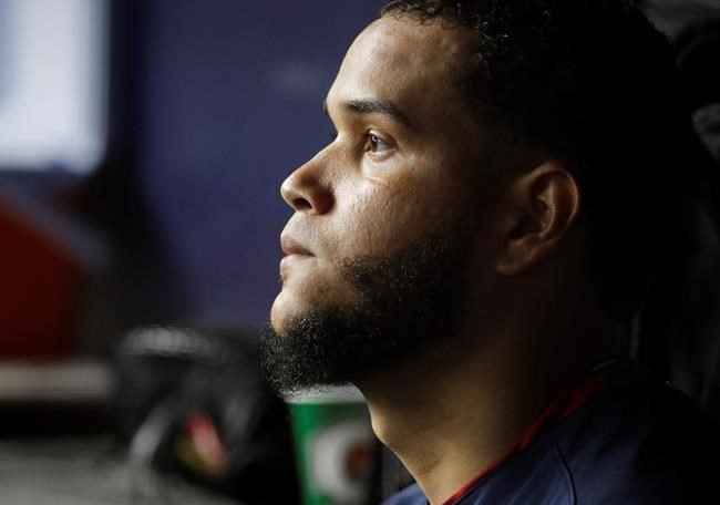 Boston Red Sox's Eduardo Rodriguez watches during the seventh inning of the team's baseball game against the New York Yankees on Friday, Aug. 2, 2019, in New York. (AP Photo/Frank Franklin II)