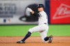 New York Yankees' Brett Gardner gestures from second base after hitting an RBI-double during the sixth inning of a baseball game against the Los Angeles Angels, Thursday, Sept. 19, 2019, in New York. (AP Photo/Mary Altaffer)