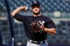 New York Yankees relief pitcher Tommy Kahnle throws a baseball during a baseball team workout Wednesday, Oct. 2, 2019, at Yankee Stadium in New York. Yankees will host the Minnesota Twins in the first game of an American League Division Series on Friday. (AP Photo/Frank Franklin II)