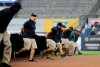 Grounds crew at Yankee Stadium cover the field during a rain delay during the sixth inning of a baseball game between the New York Yankees and the Arizona Diamondbacks Wednesday, July 31, 2019, in New York. (AP Photo/Frank Franklin II)