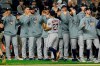 Houston Astros second baseman Jose Altuve celebrates with teammates after their 4-1 win against the New York Yankees in Game 3 of baseball's American League Championship Series Tuesday, Oct. 15, 2019, in New York. (AP Photo/Matt Slocum)
