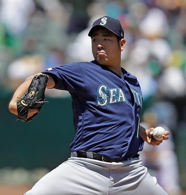 Seattle Mariners pitcher Yusei Kikuchi works against the Oakland Athletics in the first inning of a baseball game Saturday, May 25, 2019, in Oakland, Calif. (AP Photo/Ben Margot)