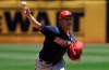 Minnesota Twins pitcher Jose Berrios throws to an Oakland Athletics batter during the first inning of a baseball game in Oakland, Calif., Thursday, July 4, 2019. (AP Photo/Jeff Chiu)