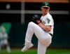Oakland Athletics pitcher Chris Bassitt works against the Cincinnati Reds in the first inning of a baseball game Thursday, May 9, 2019, in Oakland, Calif. (AP Photo/Ben Margot)