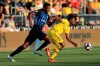 Montreal Impact's Zakaria Diallo, left, gives chase to Columbus Crew's David Accam as they battle for the ball during the first half of an MLS soccer match, Saturday, July 20, 2019, in Columbus, Ohio. (AP Photo/Aaron Doster)