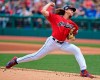 Cleveland Indians starting pitcher Mike Clevinger delivers in the first inning of a baseball game against the Toronto Blue Jays, Sunday, April 7, 2019, in Cleveland. (AP Photo/David Dermer)