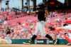 Pittsburgh Pirates' Josh Bell hits a two-run double off Cincinnati Reds starting pitcher Tanner Roark in the first inning of a baseball game, Tuesday, July 30, 2019, in Cincinnati. (AP Photo/John Minchillo)