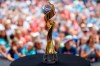 U.S. women's soccer team player Rose Lavelle's trophy rests on a table as she attends a welcome event in her honor at Fountain Square, Friday, July 19, 2019, in Cincinnati. The U.S. national team beat the Netherlands 2-0 to capture a record fourth Women's World Cup title. Lavelle scored the second goal for the U.S. in the victory. (AP Photo/John Minchillo)