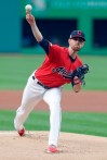 Cleveland Indians starting pitcher Shane Bieber delivers in the first inning of a baseball game against the Atlanta Braves, Sunday, April 21, 2019, in Cleveland. (AP Photo/Tony Dejak)