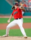 Cleveland Indians starting pitcher Mike Clevinger delivers in the first inning in a baseball game against the Detroit Tigers, Thursday, Sept. 19, 2019, in Cleveland. (AP Photo/Tony Dejak)