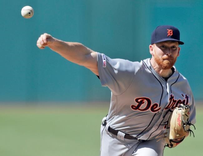 Detroit Tigers starting pitcher Spencer Turnbull delivers in the first inning in a baseball game against the Cleveland Indians, Saturday, June 22, 2019, in Cleveland. (AP Photo/Tony Dejak)