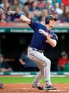 Minnesota Twins' Max Kepler watches his two-run home run off Cleveland Indians starting pitcher Trevor Bauer during the third inning of a baseball game Thursday, June 6, 2019, in Cleveland. (AP Photo/Tony Dejak)