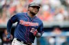 Minnesota Twins' Miguel Sano runs the bases after hitting a solo home run in the third inning in a baseball game against the Cleveland Indians, Sunday, Sept. 15, 2019, in Cleveland. (AP Photo/Tony Dejak)