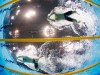 In this Sunday, July 29, 2012 photo, South Africa's Cameron van der Burgh, bottom, and Italy's Fabio Scozzoli compete in the men's 100-meter breaststroke swimming final at the Aquatics Centre in the Olympic Park during the 2012 Summer Olympics in London. As controversy swirls over alleged illegal dolphin kicks by van der Burgh in his 100-meter breaststroke victory last week, swimming officials are debating introducing underwater video use for judging. Van der Burgh has acknowledged that he took an additional underwater kick at the start of his world-record swim, justifying it by explaining that most competitors do it. (AP Photo/David J. Phillip)