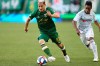 Portland Timber' Sebastian Blanco (10) gets away from Los Angeles FC's Latif Blessing (7) during an MLS soccer match Saturday, June 1, 2019, in Portland, Ore. (Sean Meagher/The Oregonian via AP)