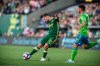 Portland Timbers' Sebastian Blanco strikes the ball next to Seattle Sounders' Cristian Roldan during the first half of an MLS soccer match Friday, Aug. 23, 2019, in Portland, Ore. (Serena Morones/The Canadian Press via AP)