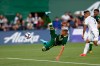 The Portland Timbers' Brian Fernandez (7) jumps for the ball during the first half of an MLS soccer match against the LA Galaxy in Portland, Ore., on Saturday, July 27, 2019. (Noble Guyon/The Oregonian via AP)