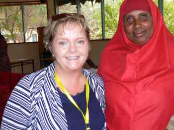 Free Press Files
Carol Sanders with the refugee camp's elected chairwoman Asmina Isnina Ali. The position isn't for the faint of heart. The woman who held the post before her was in an SUV that was targeted by an IED (improvised explosive device).  She wasn't hurt in the blast.
