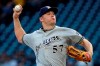 Milwaukee Brewers starting pitcher Chase Anderson delivers during the first inning of the team's baseball game against the Pittsburgh Pirates in Pittsburgh, Tuesday, Aug. 6, 2019. (AP Photo/Gene J. Puskar)