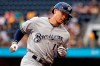 Milwaukee Brewers' Keston Hiura rounds third after hitting a two-run home run off Pittsburgh Pirates starting pitcher Trevor Williams during the first inning of a baseball game in Pittsburgh, Wednesday, Aug. 7, 2019. (AP Photo/Gene J. Puskar)