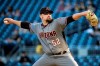 Arizona Diamondbacks starting pitcher Zack Godley delivers during the first inning of a baseball game against the Pittsburgh Pirates in Pittsburgh, Monday, April 22, 2019. (AP Photo/Gene J. Puskar)