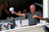 After sixty years with the Pittsburgh Pirates organization, as a pitcher and a broadcaster, Steve Blass acknowledges fans before working the final baseball game of the season between the Pittsburgh Pirates and the Cincinnati Reds in Pittsburgh, Sunday, Sept. 29, 2019. After the game Blass is retiring. (AP Photo/Gene J. Puskar)