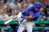 Chicago Cubs' Tony Kemp hits a triple to drive in two runs off Pittsburgh Pirates relief pitcher Felipe Vazquez in the eighth inning of a baseball game, Friday, Aug. 16, 2019, in Pittsburgh. (AP Photo/Keith Srakocic)