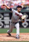 Minnesota Twins' Jose Berrios pitches during the first inning of a baseball game against the Philadelphia Phillies, Sunday, April 7, 2019, in Philadelphia. (AP Photo/Michael Perez)