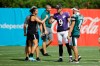 Baltimore Ravens' Justin Tucker (9) and Philadelphia Eagles' Jake Elliott meet with United States soccer player Carli Lloyd after she kicked a field goal following the Philadelphia Eagles and the Baltimore Ravens joint NFL football practice in Philadelphia, Tuesday, Aug. 20, 2019. (AP Photo/Matt Rourke)