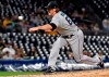 Miami Marlins pitcher Brian Moran throws his first pitch in his major league debut in the fourth inning against the Pittsburgh Pirates, Thursday, Sept. 5, 2019, in Pittsburgh. (Matt Freed/Post-Gazette via AP)/Pittsburgh Post-Gazette via AP)