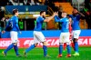 Italy's Leonardo Pavoletti, second from left, with his teammates Nicolo Zaniolo. Marco Verratti, second from right and Moise Kean, right, after scoring his team's sixth goal during a Euro 2020 Group J qualifying soccer match between Italy and Liechtenstein, at the Ennio Tardini stadium in Parma, Italy, Tuesday, March 26, 2019. (Serena Campanini/ANSA via AP)