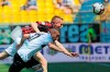 Parma's Antonino Barilla', bottom, and AC Milan's Andrea Conti vie for the ball during a Serie A soccer match between Parma and AC Milan at the Ennio Tardini Stadium in Parma, Italy, Saturday, April 20, 2019. (Elisabetta Baracchi/ANSA via AP)