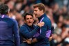 Tottenham's manager Mauricio Pochettino, right, celebrates the team's 2-1 win during the English Premier League soccer match between Tottenham Hotspur and Southampton at the White Heart Lane stadium in London, Saturday, Sept. 28, 2019. (AP Photo/Ian Walton)