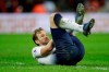 Tottenham's Harry Kane lies on the pitch with an injury after the English Premier League soccer match between Tottenham Hotspur and Manchester United at Wembley stadium in London, England, Sunday, Jan. 13, 2019. (AP Photo/Matt Dunham)